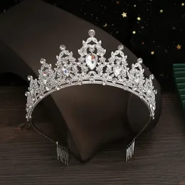 AINAMEISI Exquisite Fashion Bridal Crown Wedding Alloy Rhinestone Crown Queen Birthday AntiSlip Comb Headband Jewelry 240315