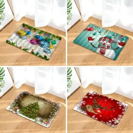 Badmattor Merry Christmas Doormat Xmas Mönster Anti-Slip Door Mat Mattan Flanell Outdoor Kitchen Living Room Floor Rug