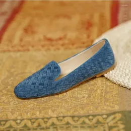 Повседневная обувь настоящая кожа простое стиль плетение мул ежедневно Loafer Женские мулы Внешняя одежда