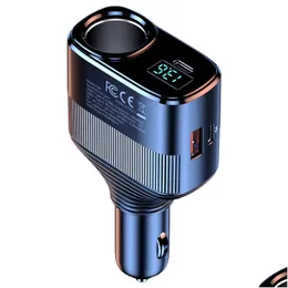 Caricabatterie per cellulari di alta qualità C26 Adattatore per caricabatterie per auto 145W Carica super veloce da 1 a 4 PD 45W Flexibile retrattile flessibile USB Tipo C Cigare Otljl