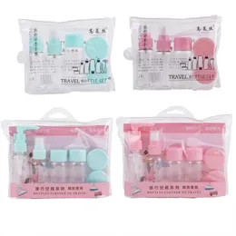 5 st/set rese mini makeup kosmetisk ansikte grädde kruka flaskor plast transparent tom make up container flaska rese accessorie