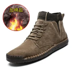 Botas tênis de inverno sapatos masculinos mocassins 2022 Novo Slipon calçado quente sapatos de caminhada masculina sapatos de camurça suave para homens