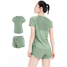 GOLDEN CAMEL Yoga Suit Ice Silk Thin Tshirts Womens Summer Shortsleeved Casual Running Shorts Sportswear Gym Fitness Clothes 240322