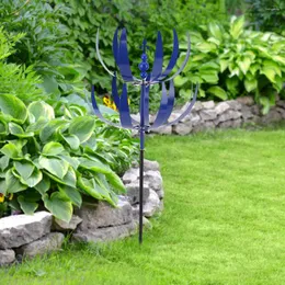 Garden Decorations Metal Wind Rotator Removable Rotating Windmill Blue Durable Reflective With Ground Plug Art Crafts Decoration