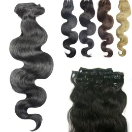 Erweiterungen Zzhair 140g280g 16 "26" Maschine gemacht Remy Hair 10pcs Set Clips in menschlichem Haarverlängerungen Ganzkopf natürlicher Körperwell