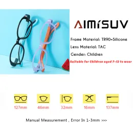 Children's Computer Eyeglasses Boy Girl Rectangle Blue Light Blocking Glasses Kids Removable TR90 Flexible Silicone Frame UV400