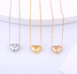 3 Colors Girls Love Necklaces Gold Plated Heart Shaped Pendant Clavicle Chain Necklace Solid Love Bangle Bracelets Fashion Jewelry1525464