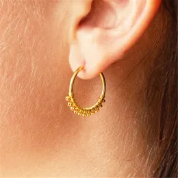 Örhängen 30 mm bågörhängen 14k guldfyllda guldpärlor örhängen minimalism guld smycken brincos pendientes boho örhängen