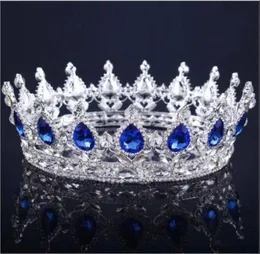 2020 Princess Crystals Wedding Crown Alloy Bridal Tiara Barock Queen King Crown Clear Royal Blue Red Rhinestone Bridal Tiara Crow9535474