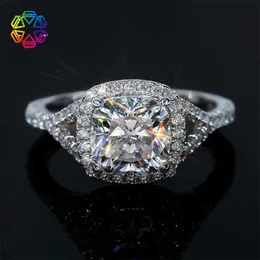 Heißer Verkauf 925 Silber Mosonit Womens Ring Kissen 2,5/3 D-Farbe Gra Ehering für Freundin 4F2p