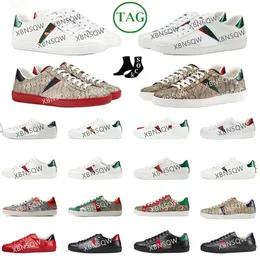 Shoe Sports Trainers Plataforma Sapatos casuais tênis Snake Tiger Ace Bee Bordado listras bordadas em couro verde branco preto ## 8 m0qi#