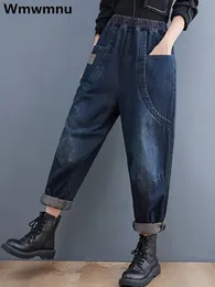 Hög midja överdimensionerad 90 kg ankellängd harem jeans baggy casual vintage kvinnor denim byxor koreanska streetwear rak vaqueros 240403