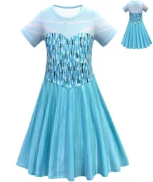 Whole Summer Clother Snow Queen II Fancy Princess Dress for Girls Princess Costume Christmas Party Kids Short Sleeve Dresses B2940457