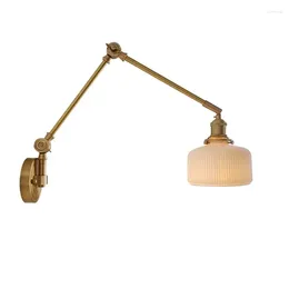 Wall Lamp Ceramic Copper LED Beside Left And Right Rotate Up Down Swing Long Arm Light Wandlamp Lighting