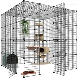 Kedi Taşıyıcılar Eiiel Büyük Kafes Muhafazaları Kapalı Çıkarılabilir Metal Tel Kennels DIY Playpen Kitten Crate Egzersiz Yeri İdeal