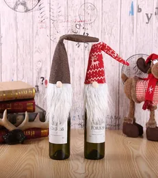 2 ألوان عيد الميلاد رودولف نبيذ طويل القبعات غلاف هدية للنبيذ الأحمر سانتا كلوز القبعات زجاجة عشاء عشاء الديكور المنزل DE9951592