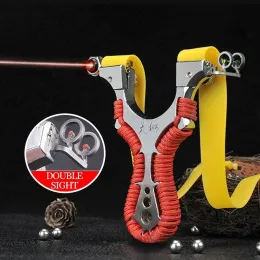 Tools Laser Alloy Slingshot Double Aiming Fast Flattening Catapult Outdoor Competitive High Power Hunting Slingshot Outdoor Tool