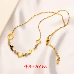 Luxury Brand Designer Pendants Necklaces Crystal Gold Plated Stainless Steel Letter Choker Pendant Necklace Chain Jewelry Accessories Gifts Size Adjustable