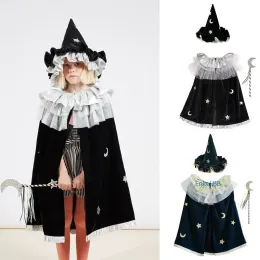 写真エンケリブハロウィーンチルドケープハット面白い男の子の女の子の魔女装飾ハロウィーンホリデー用品