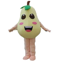 2024 Halloween Pear Fruit Mascot Costume Dresses Fantasia do Carnaval Cartoon Tema Dresses Fantasia para Men Vestido de Festival Mulheres