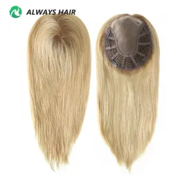 Toppers Alwayshair TP18 14 "Mono Top Topper Topper для женщин Прямые человеческие волосы Женщины Toupee Clip в Toppers 120% плотности.