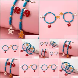 Bracelets de charme 2pcs/conjunto adorável boneco de neve ajustável para mulheres colorf goto de óleo de neve luvas de flocos de natal 13958 entrega dhmyg