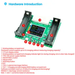 5V LCD 디스플레이 18650 리튬 Batterij Capaciteit 테스터 전원 검출기 모듈 Met Opladen Soort Ontlading-C Poort Verbeterde Versie