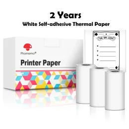 Papper 53mm Phomemo Thermal Paper för T02/M02X Portable Printer Selfadheisve Etiketter Sticky Fit fototexter Study Notes 50mm Printing