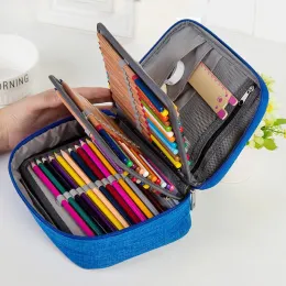 حالات Canvas School Pencil Cases for Girls Boy 72 Holes Pen Box Multifuniction Storage Bag Case Pouch Student Student Settingery Supplies