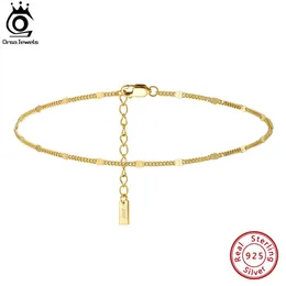 Jewels Orsa 14k золота 1,2 мм итальянская кубинская сеть Anklet для женщин 925 Серебряное серебро.