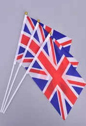 2114 cm Inghilterra Bandiera nazionale UK Bandiera volante Gran Bretagna Regno Unito Banner con pennoni in plastica Bandiere sventolanti a mano5367128