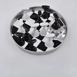 Innovativ Lotus Seat Manicure Chessboard Plate Stand för unik nagelhållarlösning