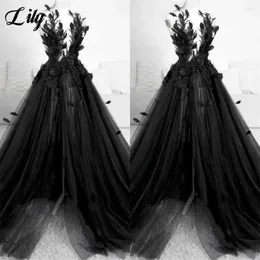 Party Dresses Classic Black Feather Wedding Dress Princess Birthday For Women Luxury Bridal Gowns Real Picture Vestido Novia