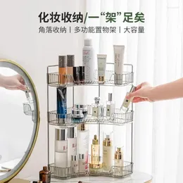 Hooks Bathroom Shelves Light Luxury Silver Corner Shelf Wash Table Wall Cosmetics Transparent Storage