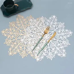 Table Mats Christmas Mat Snowflake Bronzing PVC Placemat Hollow Insulation Pads Bowl Home Xmas Decor Heat Resistant