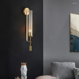 Lampa ścienna postmodernistyczne retro vintage szklana rurka kinkieta złota nordycka do salonu sypialnia weranda przejścia