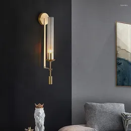 Lâmpada de parede pós-moderna lâmpadas retro vintage tubo de vidro arandela ouro nordic sala de estar quarto varanda corredor jantar decoração luz