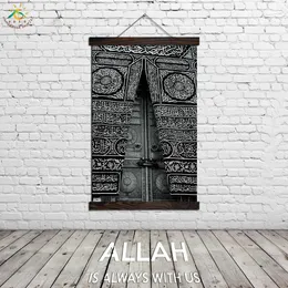 İslam sanat mecca kaaba duvar sanat tuval baskılar boyama kaydırma asılı boyama asma poster duvar resimleri ev dekorasyon 240403