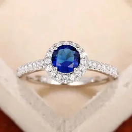 Anelli di nozze da 2 pezzi Huitan Anelli di eternità per matrimoni semplici e classici per donne bianche/blu/rossa Cubic Zirconia Temperamento femmina Anelli Femmine Gioielli Trend