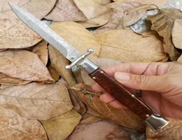9 Inch Italian Mafia Damascus Automatic Knife Outdoor Snake Wood Hunting Pocket Infidel Auto Knives BM 3400 4600 3551 Godfather 928345840