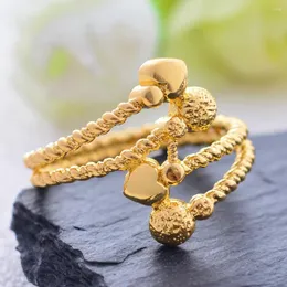 Clusterringe Wando Patter Ring charmant für Frauen Hochzeit Goldfarbe plattiert Modeschmuck Schöne Design Weihnachten Afrikaner