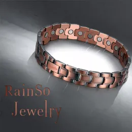 Armband Raino 99.99% Vintage Pure Copper Armband för män Kvinnor Hälsosam Bio Energy Healing Magnetic Armband Gratis fraktsmycken