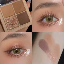 Ins Super Fire Internet Celebrity Explosive Mini Four-Color Lieshadow Plate 4-Color Equin Glitter Pearlescent Matte Four-Palace Eyeshadow