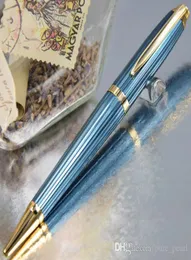 Classic Ballpoint Pen The blue wire drawing Luxury metal barrel Writing smoothCufflinks SetBox2 Additional Gift RefillsGift Pl7297855