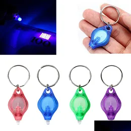 UV Lights Mini Keychain LED lanterna Promoção Presentes Torch Lâmpada Tecla anel Luz Luz branca Flash Purple Traviolet Drop Delivery Dhuyd
