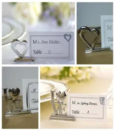Love Heart Wedding Favors of Playful Hearts Silver Placecard Holders med matchande platskort för bröllop och festdekorationer 61728412