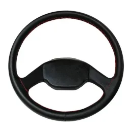 COUVRE-VOLANT 42 Cm Noir Et Rouge - Voiture Camion Extra Large En Cuir