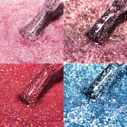 MTSSII 6PCS/SET Różowy lakier do paznokci GLITTER PLICK CEKINS Półprzepustny baza matowa płaszcz górny zanurzony w lakierze u paznokci UV UV