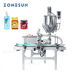 ZONESUN Automatic Thick Fluids Filling Machine Rotor Pump Filler With Mixer Heater for Butter Chocolate Cream Paste Sauce ZS-DTGT900M