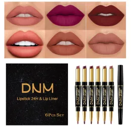 Sets 6pcs/Set Double Ended Matte Lipstick Make -up langlebig, wasserdichte Nude Lippenstifte Lippen Liner Pencil Frau Cosmetics Beauty Kit Kit